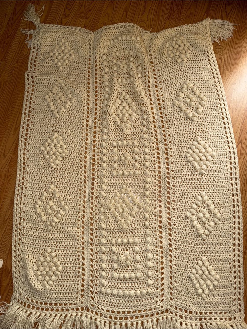Handmade Cream Crochet Throw Blanket